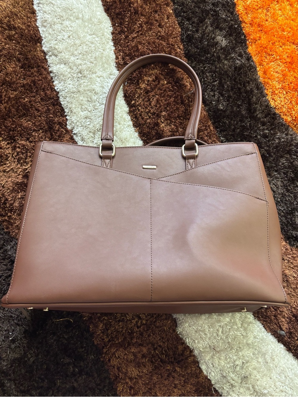 Brown Faux Leather Tote